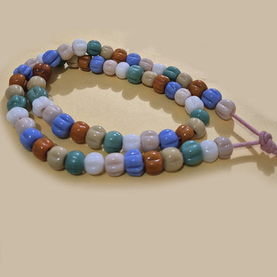 10mm Handmade Glass Beads Strand – Large Hole 3mm Round Beads – Multicolor Smooth pumpkin Beads for Jewelry Making – Approx 60 Beads Per String