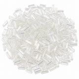 100grams, Sale Lot Factory Overstock White AB Finish Bugle Beads 2x5mm – 100 Grams Pack | Premium Aurora Borealis Glass Tube Beads for Jewelry Making & Crafts