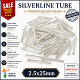 100grams, Sale Lot Factory Overstock Silverline Tube Beads 2.5x25mm – 100 Grams Pack | Premium Glass Bugle Beads for Jewelry Making, Embroidery & DIY Crafts