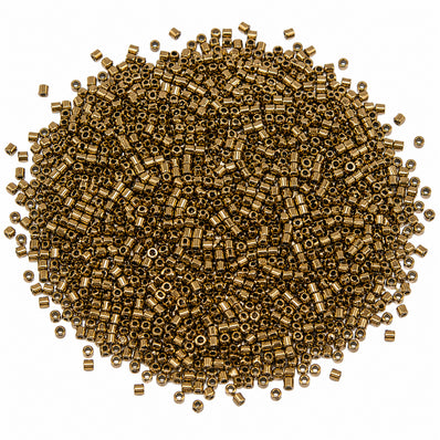 100 grams, Sale Lot Factory Overstock Metallic Dark Golden Tube Beads 2mm – 100 Grams Pack | Premium Glass Beads for Jewelry Making, Embroidery & DIY Crafts