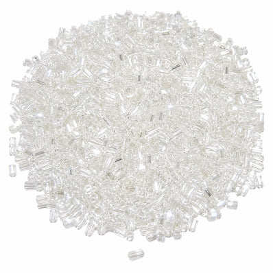 100grams, Sale Lot Factory Overstock White Hexagonal Tube Beads 2mm – 100 Grams Pack | AB Finish Glass Beads for Jewelry Making, Embroidery & DIY Crafts