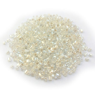 100grams, Sale Lot Factory Overstock White Hexagonal Tube Beads 2mm – 100 Grams Pack | AB Finish Glass Beads for Jewelry Making, Embroidery & DIY Crafts