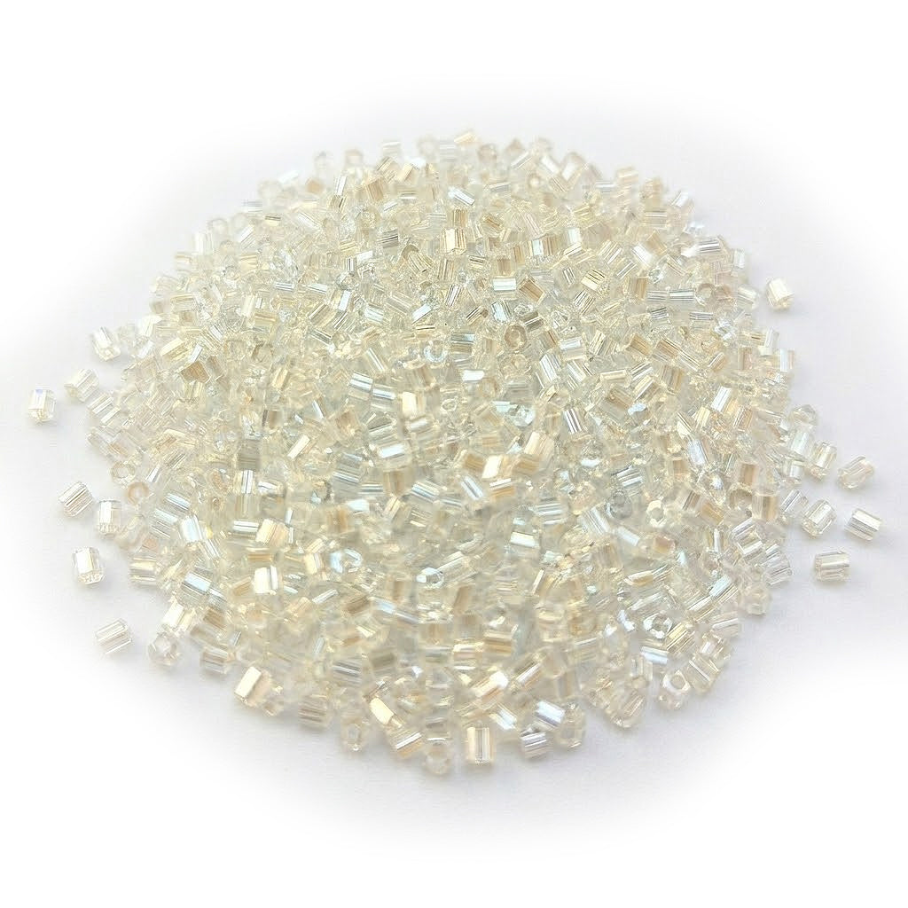 100grams, Sale Lot Factory Overstock White Hexagonal Tube Beads 2mm – 100 Grams Pack | AB Finish Glass Beads for Jewelry Making, Embroidery & DIY Crafts