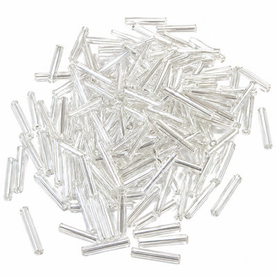 100grams, Sale Lot Factory Overstock White Luster Bugle Tube Beads 2x12mm – 100 Grams Pack | Premium Glass Bugle Beads for Jewelry Making, Embroidery & DIY Crafts
