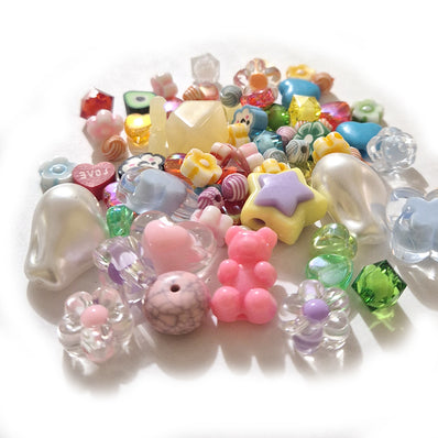 50g Pack – Mixed Acrylic Beads  Cute Kawaii Shapes, Colorful Craft Beads for Jewelry Making & DIY