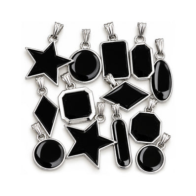 10 Pcs Random Mix Black Enamelled Charms – Stainless Steel Plated Pendant Charms for Jewelry Making  Description