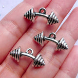 5pcs Pkg. Stainless Steel Plated Dumbbell Charms for Jewellery Making – Silver Tone Gym Weight Pendant