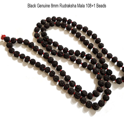 8mm Real Authentic black Rudrakasha Mala