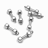 5pcs Pkg. Stainless Steel Plated Dumbbell Charms for Jewellery Making – Silver Tone Gym Weight Pendant