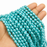 6x8mm Turquoise Aqua Glass Pearl Teardrop Beads, Pearlized Drop Shape Beads for Earrings, Necklaces & DIY Jewelry, 95–96pcs Strand