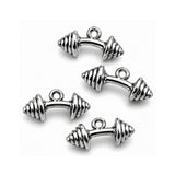 5pcs Pkg. Stainless Steel Plated Dumbbell Charms for Jewellery Making – Silver Tone Gym Weight Pendant