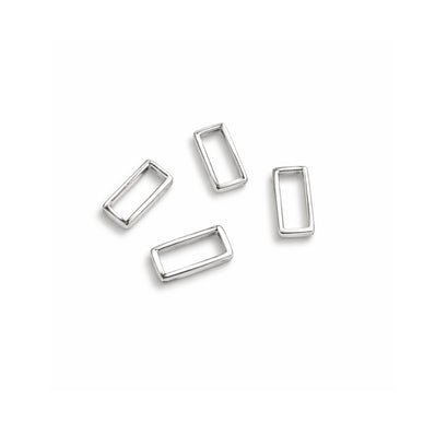 30pcs Square Connector Rings 6x12mm – Shiny Silver Rectangle Links for Jewelry Making, DIY Bracelet Necklace Connectors
