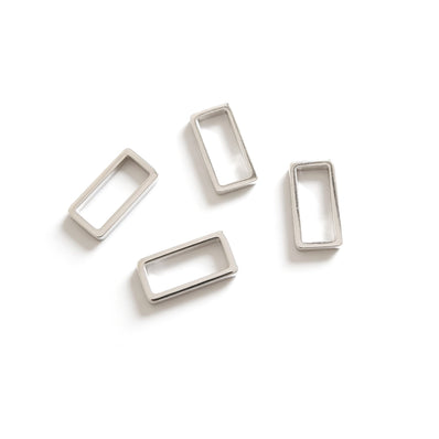 30pcs Square Connector Rings 6x12mm – Shiny Silver Rectangle Links for Jewelry Making, DIY Bracelet Necklace Connectors