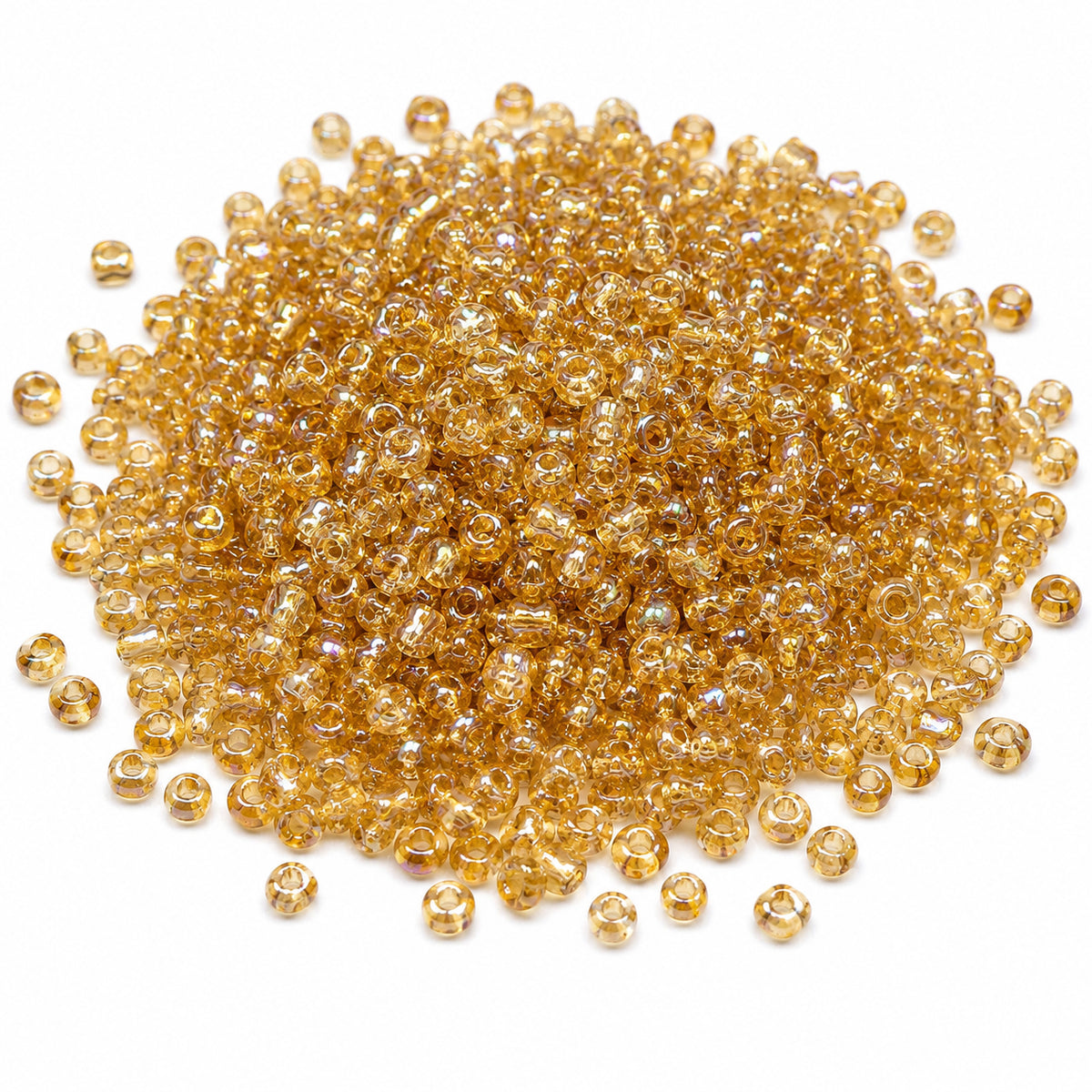 SALE 100 Grams Pack | Topaz AB Seed Beads 3mm (8/0) Golden Aurora Borealis Glass Beads for Jewelry Making, Embroidery & DIY Crafts