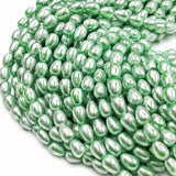 6x8mm Mint Green Glass Pearl Teardrop Beads, Pearlized Drop Shape Beads for Earrings, Necklaces & DIY Jewelry Making, 95–96pcs Strand