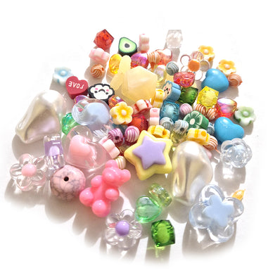 50g Pack – Mixed Acrylic Beads  Cute Kawaii Shapes, Colorful Craft Beads for Jewelry Making & DIY