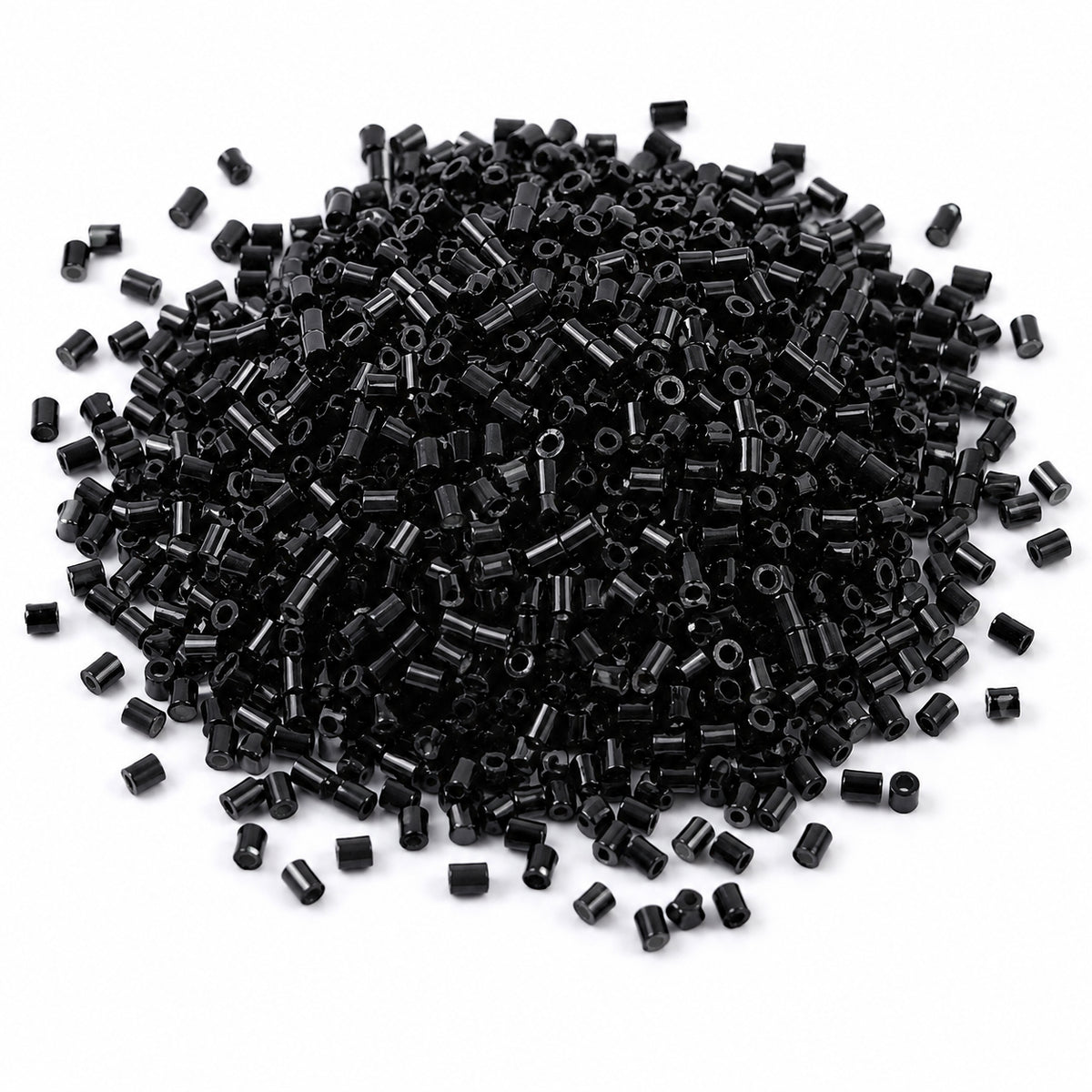 100 grams Pkg. SALE, Jet Black Tube Cut Beads 2mm – 100 Grams Pack | Black Glass Tube Seed Beads for Jewelry Making, Embroidery & DIY Crafts