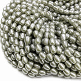 6x8mm Silver Grey Glass Pearl Teardrop Beads, Pearlized Drop Shape Beads for Earrings, Necklaces & DIY Jewelry Making, 95–96pcs Strand