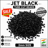 100 grams Pkg. SALE, Jet Black Tube Cut Beads 2mm – 100 Grams Pack | Black Glass Tube Seed Beads for Jewelry Making, Embroidery & DIY Crafts