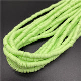 Green COLOR PER STRAND/LINE 6MM WASHER FIMO CANDIES DESIGNER RUBBER BEADS POLYMER CLAY BEADS FOR CRAFT AND JEWELRY MAKING, APPROX 350 BEADS IN A LINE, ONE LINE HAS ABOUT 14.5 INCHES LONG