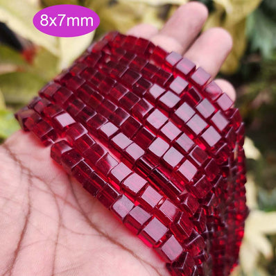 1 String/Line Crystal Fire Polished Glass Beads Cube Shape