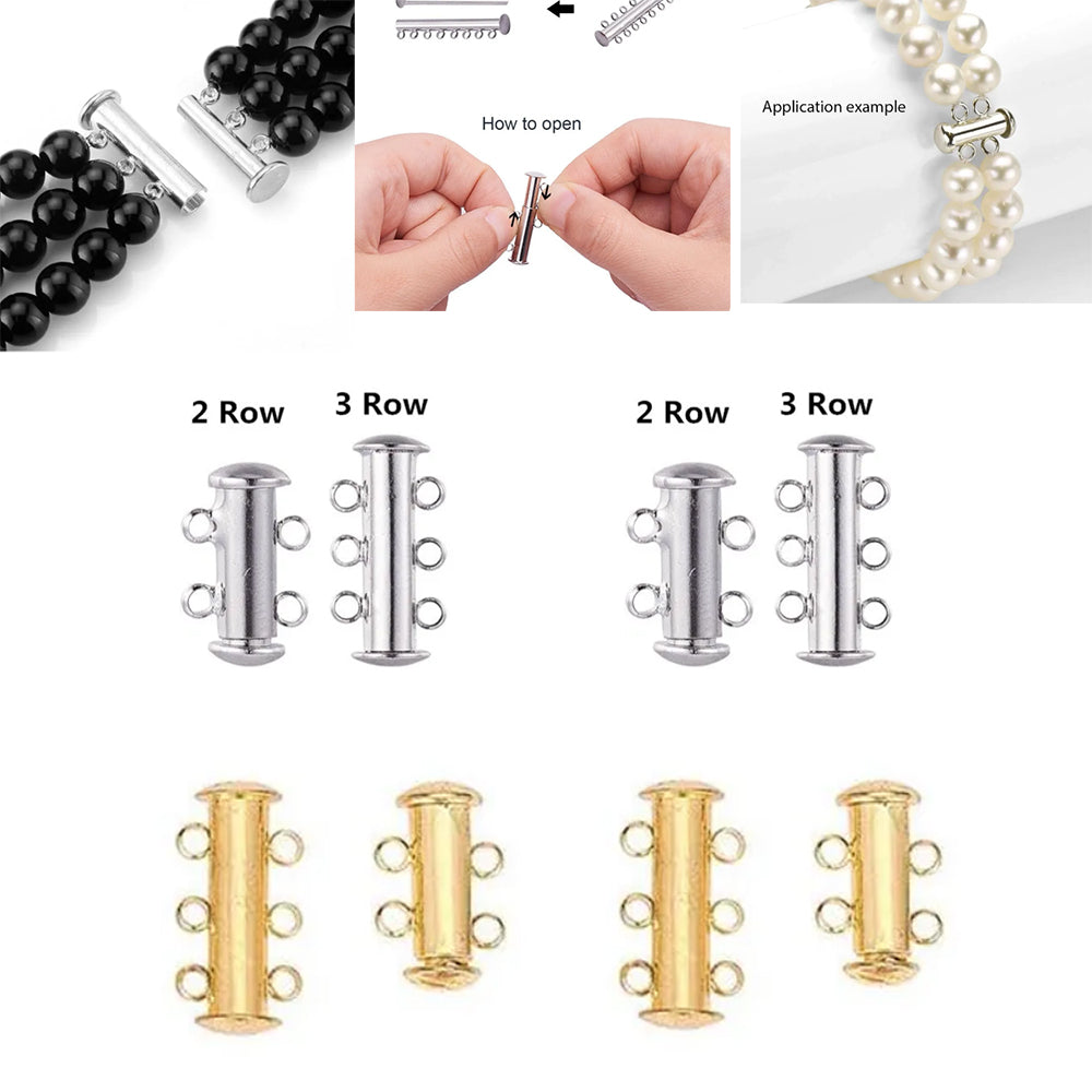 Per Piece Gold Slide Lock Clasps Tube Shape Clasp Connectors 3