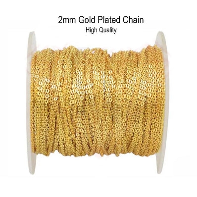 85 Cm Long' Best Quality 2mm very thin 18k gold plated chain for jewelry making