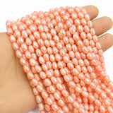 6x8mm Peach Glass Pearl Teardrop Beads, Pearlized Drop Shape Beads for Earrings, Necklaces & DIY Jewelry Making, 95–96pcs Strand