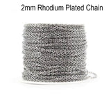 85 Cm Long' very thin Best Quality 2mm thin Rhodium plated chain for jewelry making