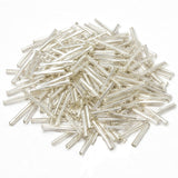 100grms, Silverline Bugle Beads 2x16mm – 100 Grams Pack | Sale Lot Silver Lined Glass Tube Beads for Jewelry Making, Embroidery & DIY Crafts