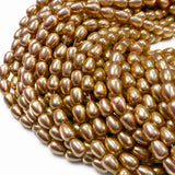 6x8mm Antique Gold Glass Pearl Teardrop Beads, Metallic Gold Pearl Drop Beads for Earrings, Necklaces & DIY Jewelry Making, 95–96pcs Strand