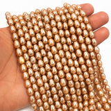 6x8mm Antique Gold Glass Pearl Teardrop Beads, Metallic Gold Pearl Drop Beads for Earrings, Necklaces & DIY Jewelry Making, 95–96pcs Strand