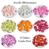8 COLORS COMBO PACK ACRYLIC RHINESTONE CABOCHONS FOR ART AND CRAFTS