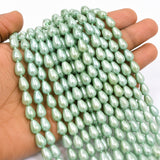 6x8mm Mint Green Glass Pearl Teardrop Beads, Pearlized Drop Shape Beads for Earrings, Necklaces & DIY Jewelry Making, 95–96pcs Strand