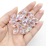 Pink AB Faceted Pear Drop Glass Crystal Beads - 10x15 mm, 25 Pieces Per Strand
