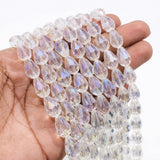 Clear White AB Faceted Pear Drop Glass Crystal Beads - 15x10 mm, 27-28 Pieces Per Strand