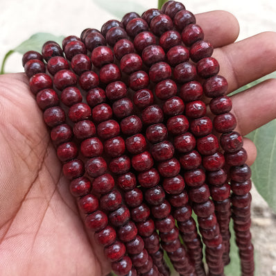 2 STRINGS/LINES PACK' 8 MM SIZE APPROX' DARK MAROON SHADE COLOR