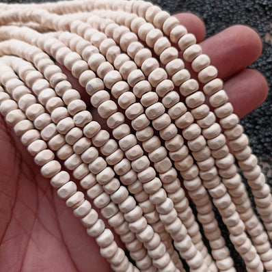 2 STRINGS/LINES PACK' 6x4 MM SIZE APPROX' CREAM COLOR SHADE