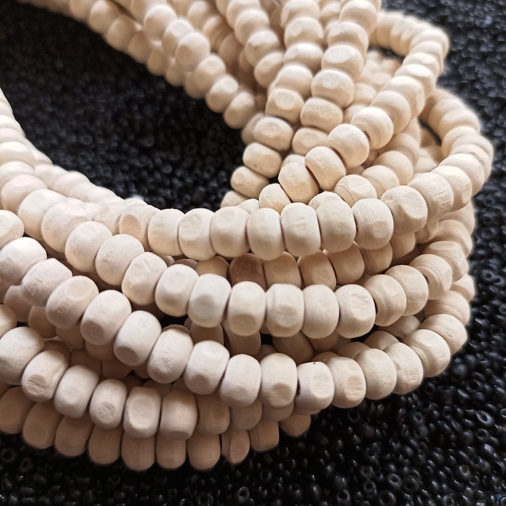 2 STRINGS/LINES PACK' 6x4 MM SIZE APPROX' CREAM COLOR SHADE