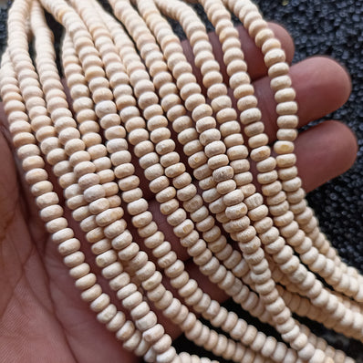 2 STRINGS/LINES PACK' 5x3 MM SIZE APPROX' CREAM COLOR SHADE