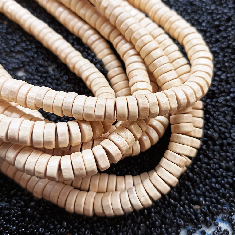 2 STRINGS/LINES PACK' 8x3 MM SIZE APPROX' CREAM COLOR SHADE