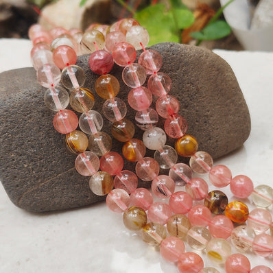 CHERRY QUARTZ' 1 STRING/LINE PACK OF 8 MM 45-46 BEADS APPROX