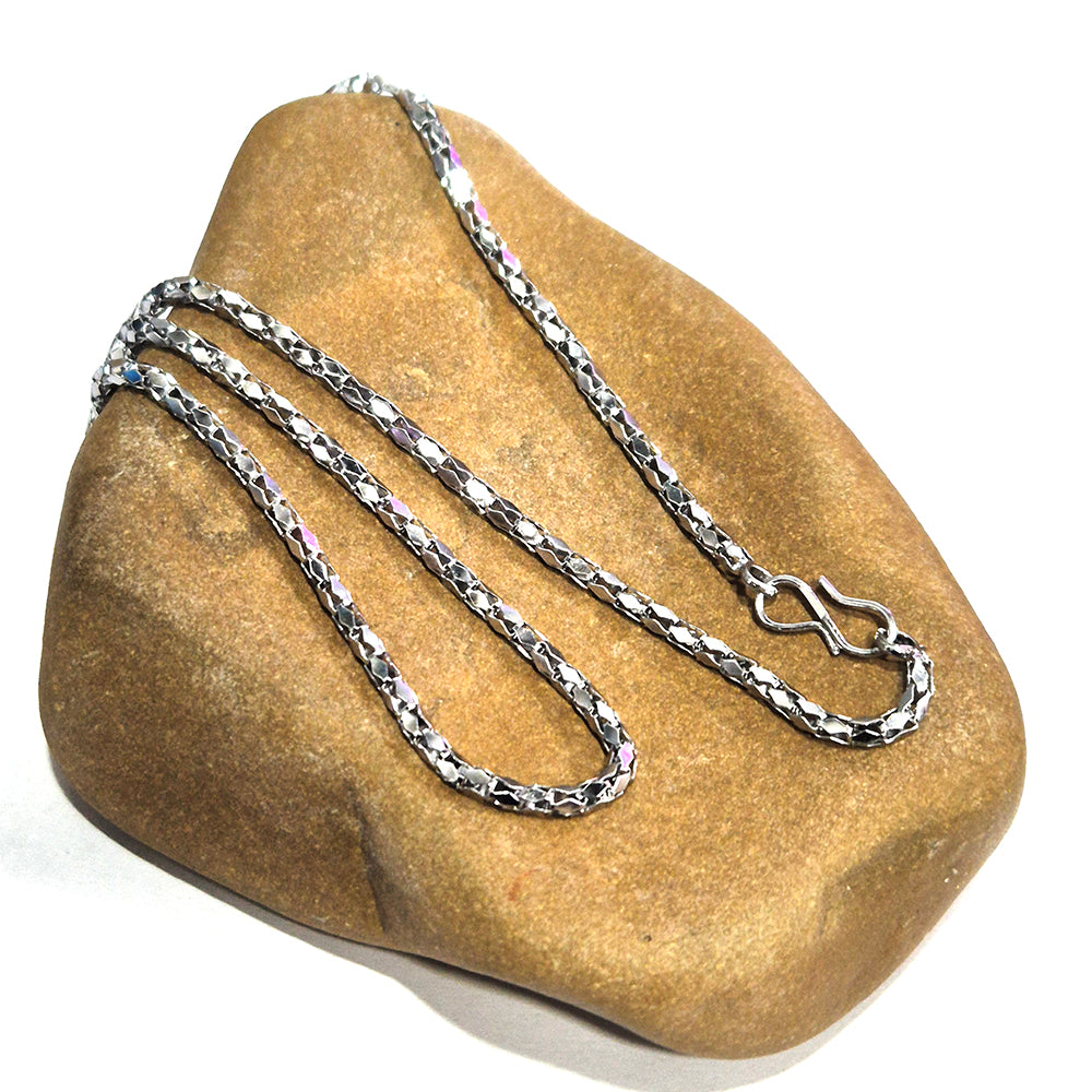 1 PIECE PACK' 22 INCHES FANCY RHODIUM SILVER CHAINS