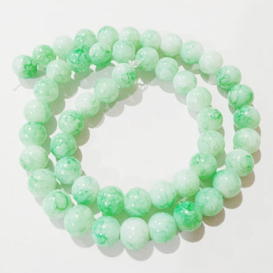PER LINE, 8MM SIZE JADE REPLICA FINE QUALITY OF GLASS BEADS FOR JEWELRY MAKING, APPROX 48~51 BEADS