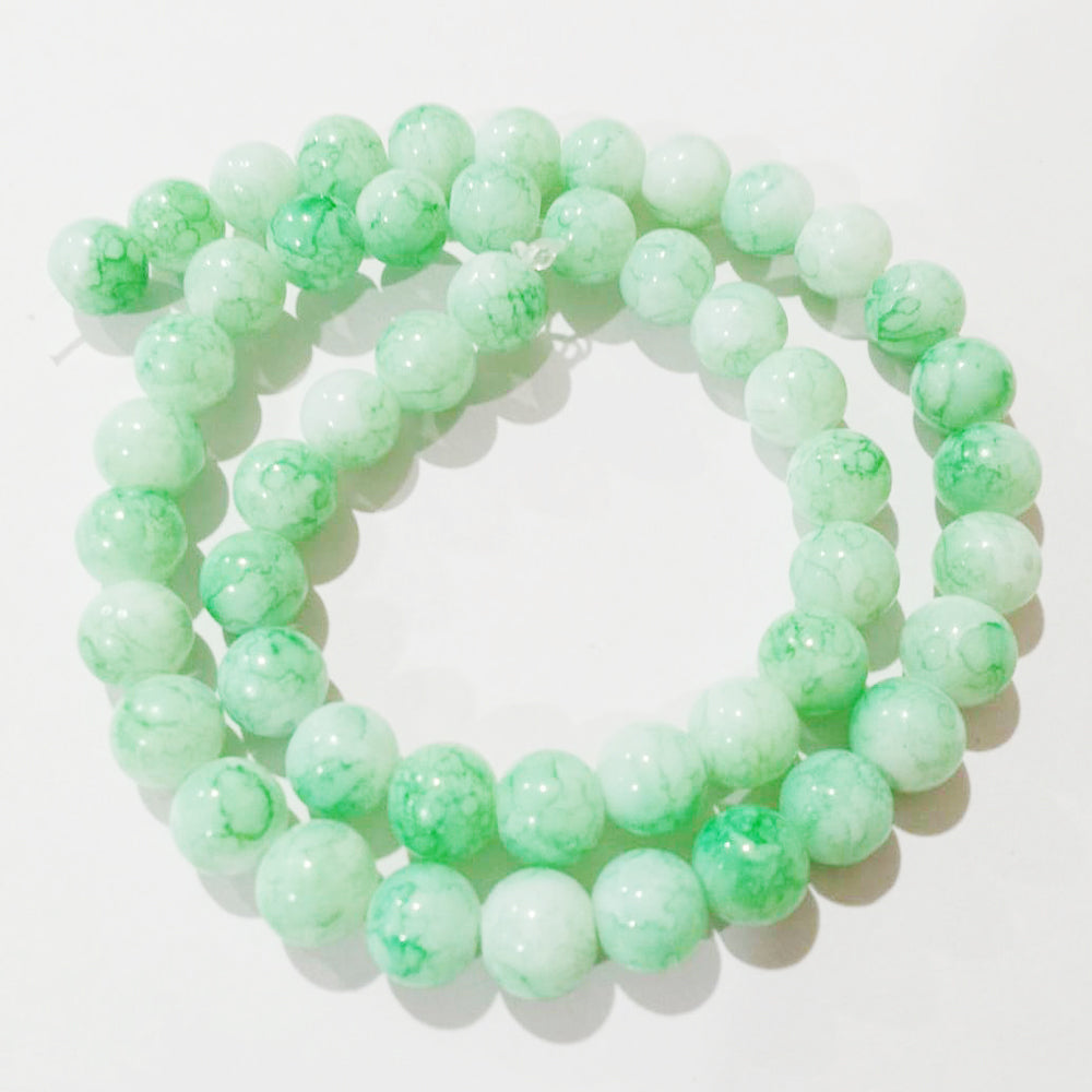 PER LINE, 8MM SIZE JADE REPLICA FINE QUALITY OF GLASS BEADS FOR JEWELRY MAKING, APPROX 48~51 BEADS