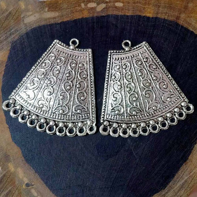 1 PAIR PACK' 47x49 MM APPROX SILVER PLATED EARRING BASE' USED IN DIY JEWELLERY MAKING