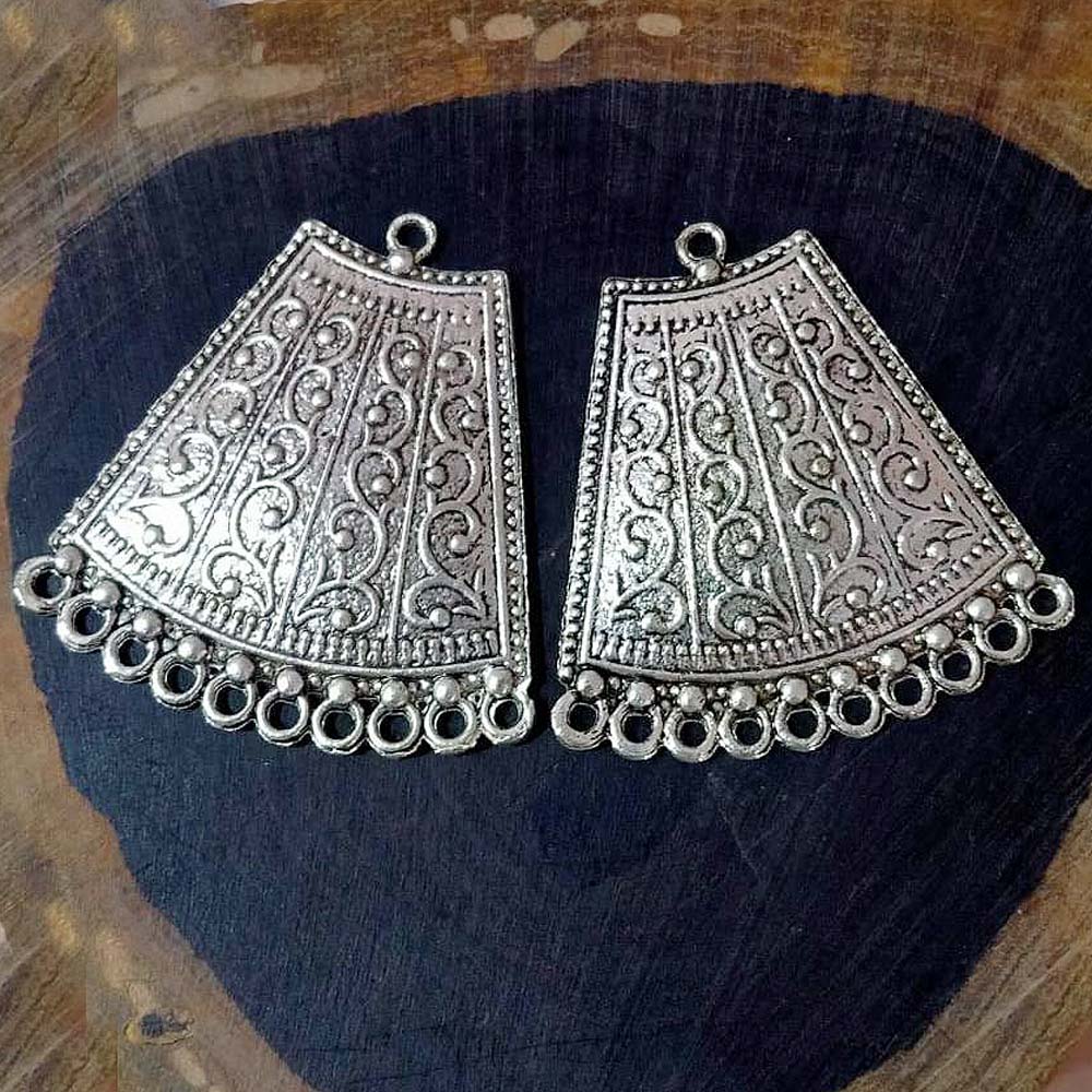 1 PAIR PACK' 47x49 MM APPROX SILVER PLATED EARRING BASE' USED IN DIY JEWELLERY MAKING