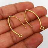 10 PIECES PACK' (5 PAIRS) PACK' APPROX 30 MM LONG' HANDMADE HAMMERED EAR HOOKS JEWELLERY FINDING' GOLD BRASS PLATED