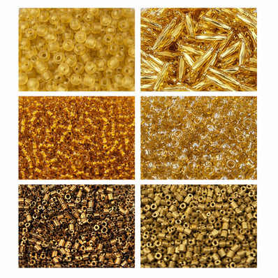 300grams, Brown & Gold Seed Beads Combo Pack – 6 Designs Glass Seed Beads and Bugle Beads for Jewelry Making, Metallic Matte & Transparent Mix for DIY Crafts