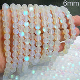 White, MYSTIC AURA QUARTZ BEADS, MATTE HOLOGRAPHIC BEADS, SOLD PER LINE ABOUT 60 BEADS